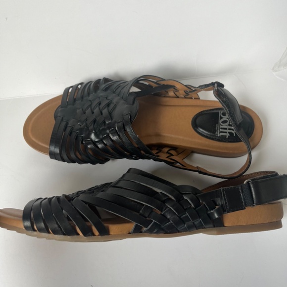 Sofft Woven Black Leather Cushioned Comfy Gladiator Casual Sandals Flats 8.5 - Picture 5 of 8